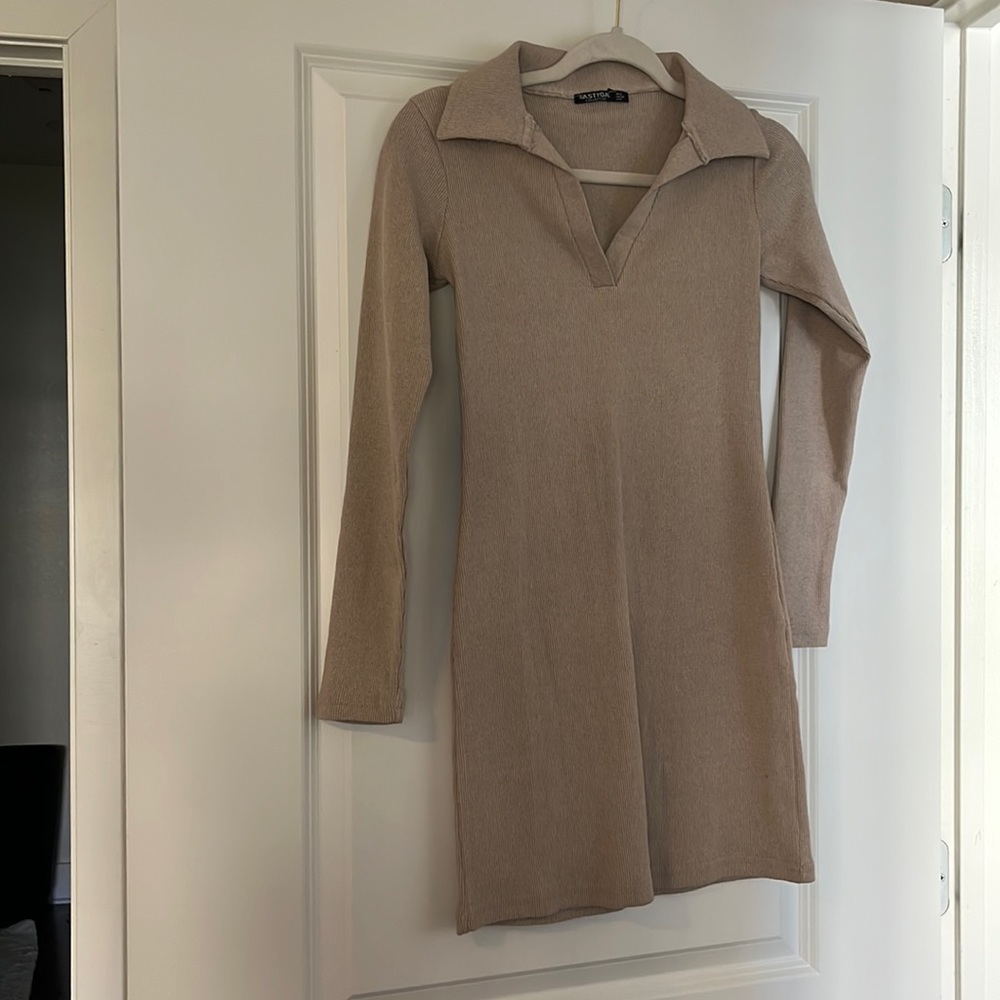 Nastgal Long sleeve Collared Bodycon Mini Dress